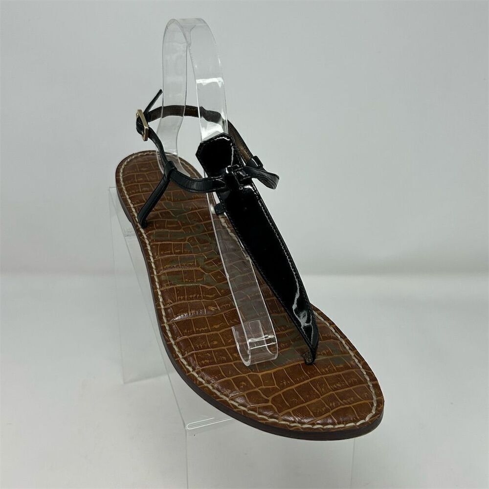 Sam Edelman Gigi Black Faux Leather Thong Sandals Size 10.5 Casual Summer - Picture 2 of 12